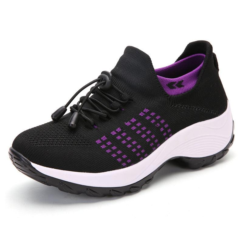 Exclusive Breathable Mesh Socks Running Shoes — Black white — Size 35. — Top View