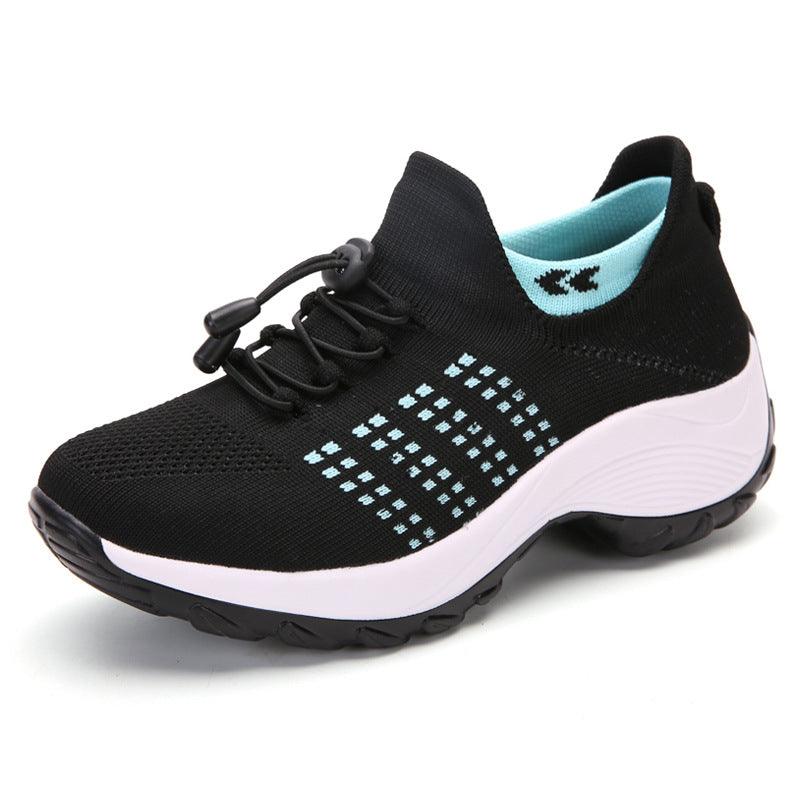 Exclusive Breathable Mesh Socks Running Shoes — Black white — Size 35. — Back View