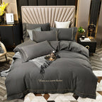 Exclusive Brushed Bedding Set | Soft Brushed Sheets Queen King — White — Size Increase — Back View