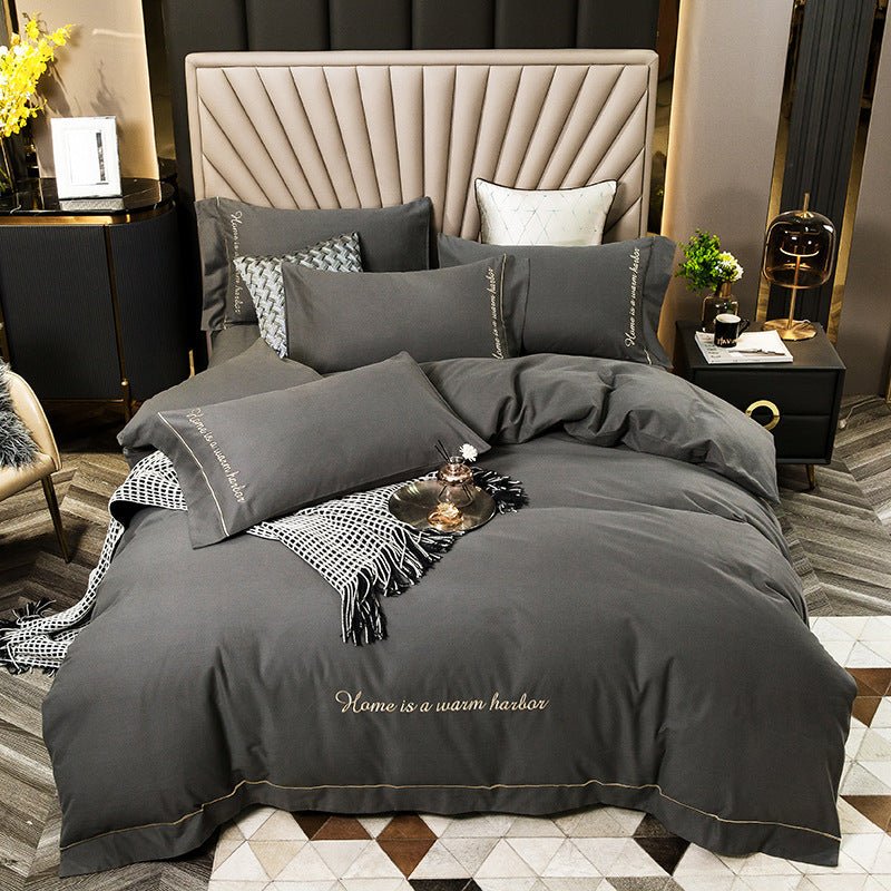 Exclusive Brushed Bedding Set | Soft Brushed Sheets Queen King — White — Size Increase — Back View