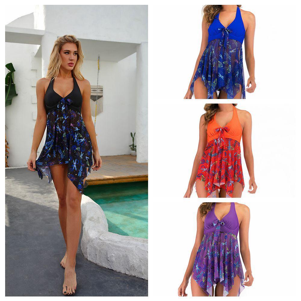 Exclusive Butterfly Net Printing One Piece Swimsuit — Black — Size 2XL — Front View