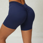 Exclusive Deep V Back Ruched Yoga Shorts for Women ? Tight Fitness Athletic Shorts ? Dark Purple ? Size XS ? Alternate View 9