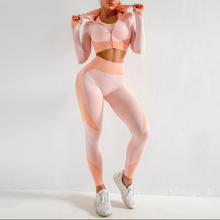 Exclusive Women's 3-Piece Seamless Yoga Set ? Leggings, Crop Top & Sports Bra Gym Tracksuit ? Army green ? Size S ? Alternate View 10