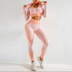 Exclusive Women's 3-Piece Seamless Yoga Set ? Leggings, Crop Top & Sports Bra Gym Tracksuit ? Army green ? Size S ? Alternate View 10