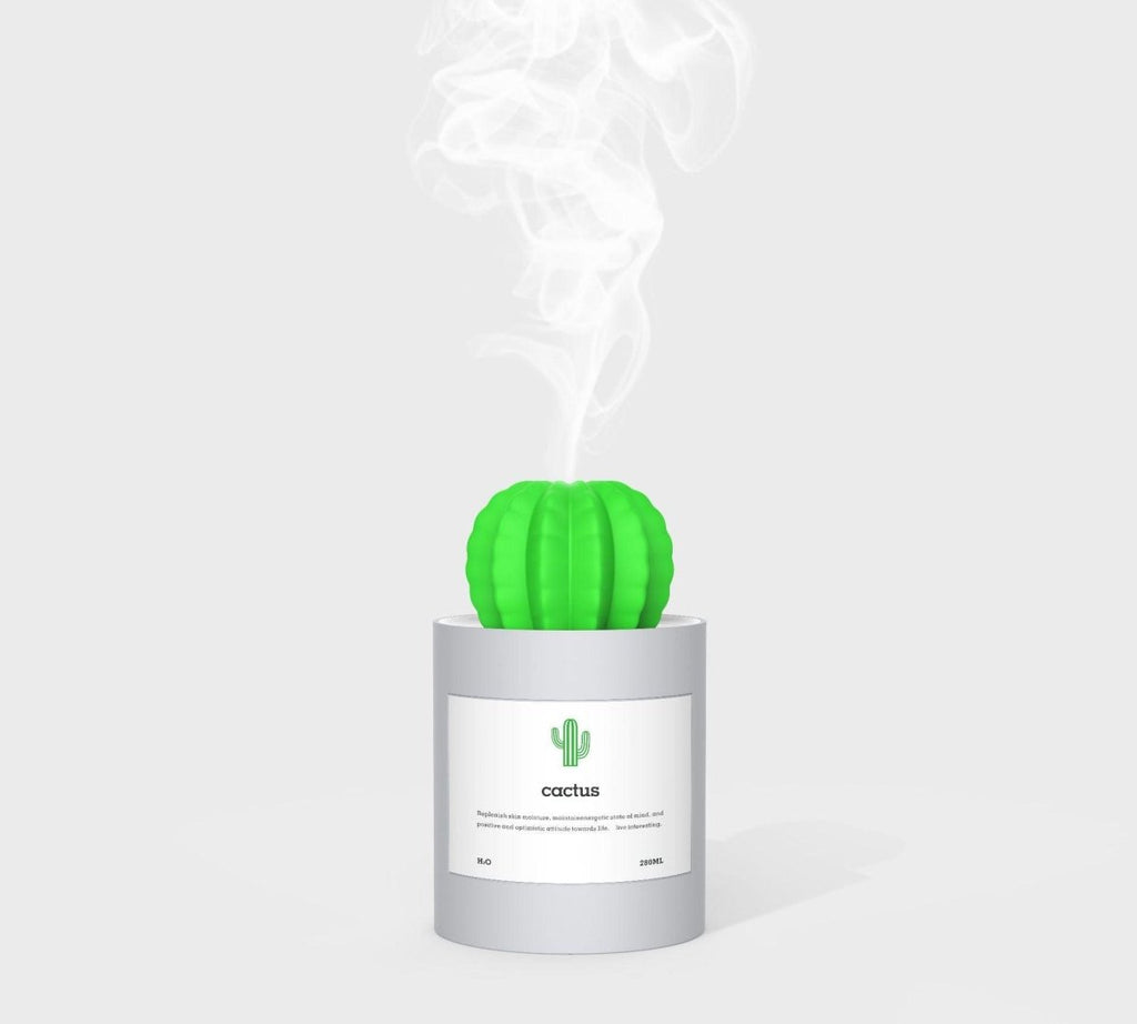 Exclusive Cactus Ultrasonic Aroma Essential Oil Diffuser — Grey — Size USB — Top View