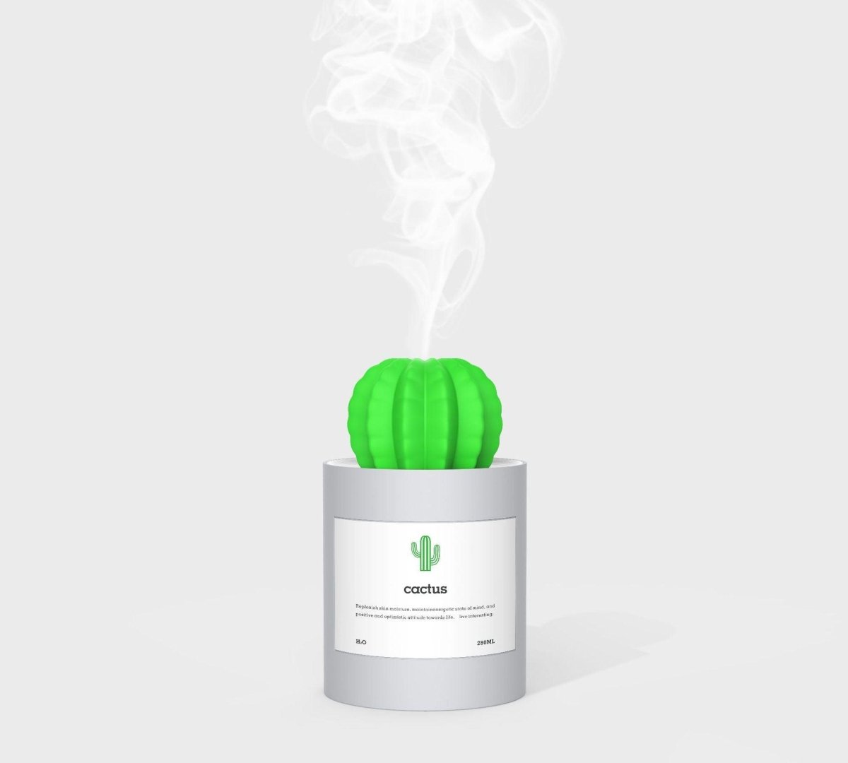 Exclusive Cactus Ultrasonic Aroma Essential Oil Diffuser — Grey — Size USB — Top View