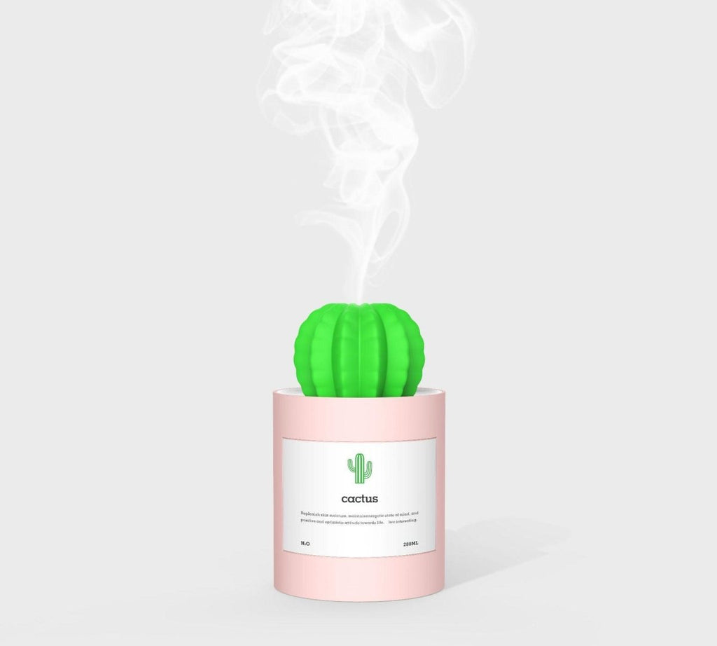Exclusive Cactus Ultrasonic Aroma Essential Oil Diffuser — Grey — Size USB — Back View
