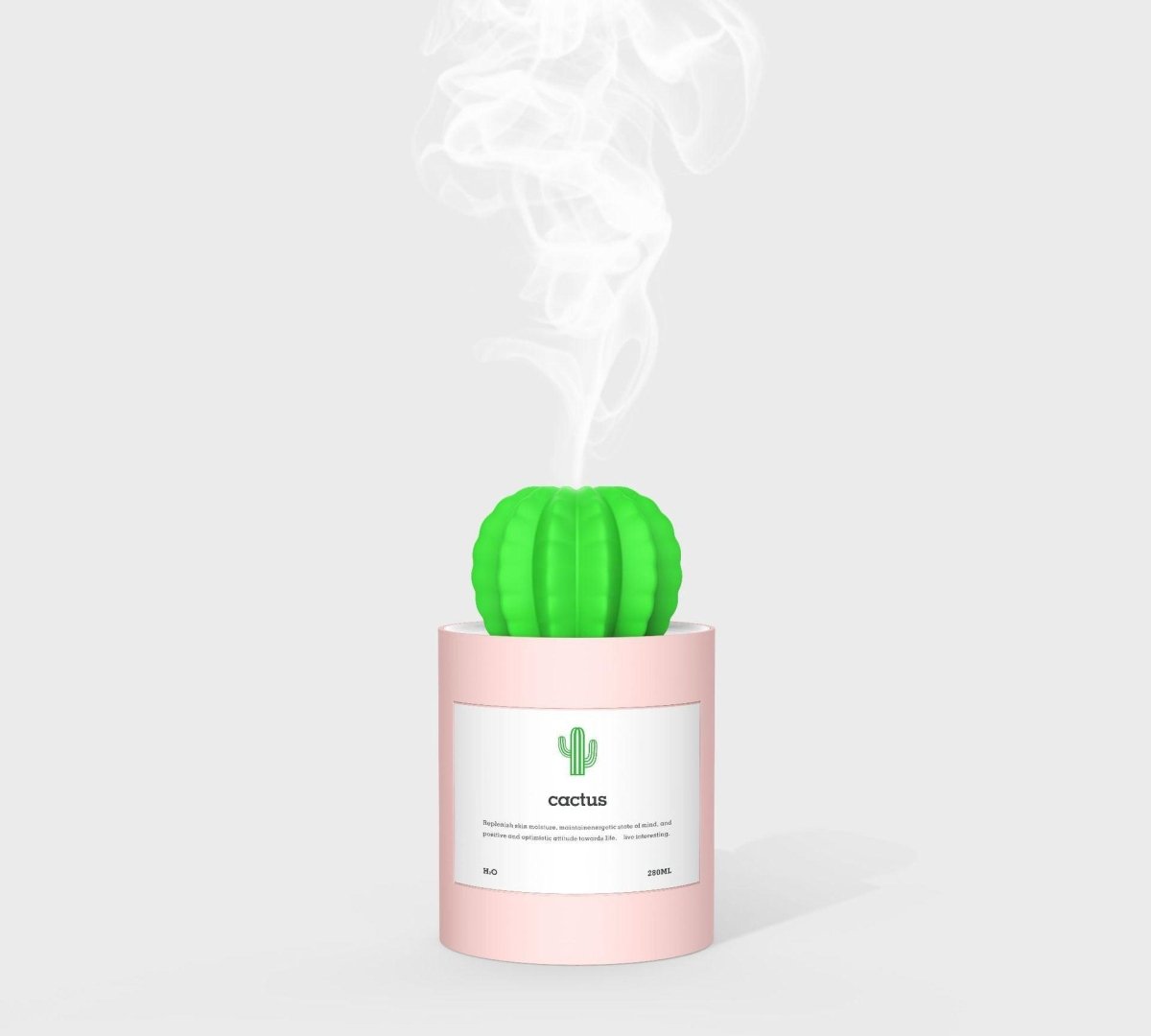 Exclusive Cactus Ultrasonic Aroma Essential Oil Diffuser — Grey — Size USB — Back View