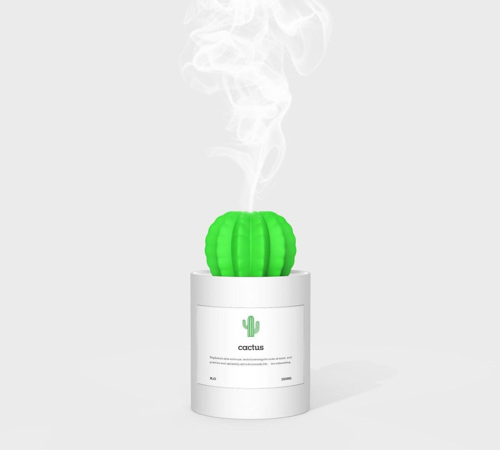 Exclusive Cactus Ultrasonic Aroma Essential Oil Diffuser — Grey — Size USB — Side View