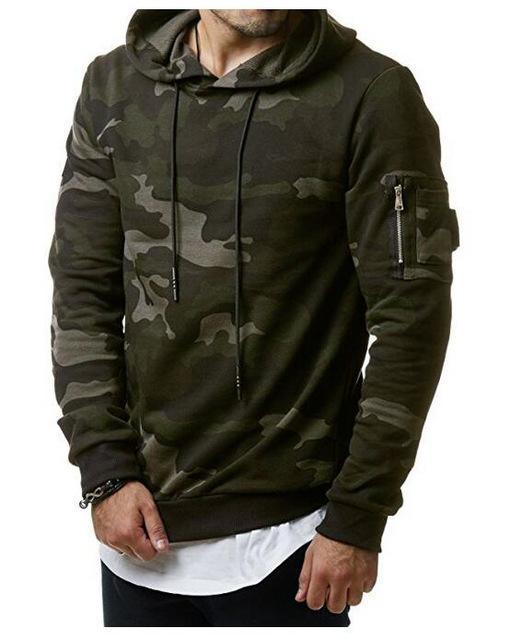 Exclusive Camouflage Hoodies Men | Camo Sweatshirt — Green — Size 3XL — Front View