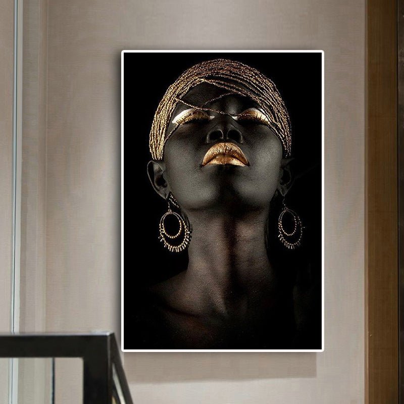 Exclusive Canvas Painting — Black — Size 45x90cm — Side View