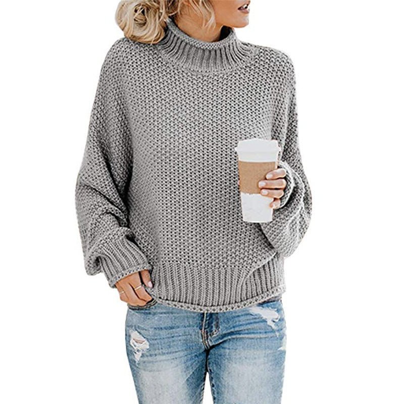 Exclusive Cardigan Thick Thread Turtleneck Pullover — Apricot — Size 2XL — Alternate View 7