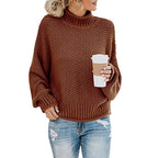 Exclusive Cardigan Thick Thread Turtleneck Pullover — Apricot — Size 2XL — Alternate View 13