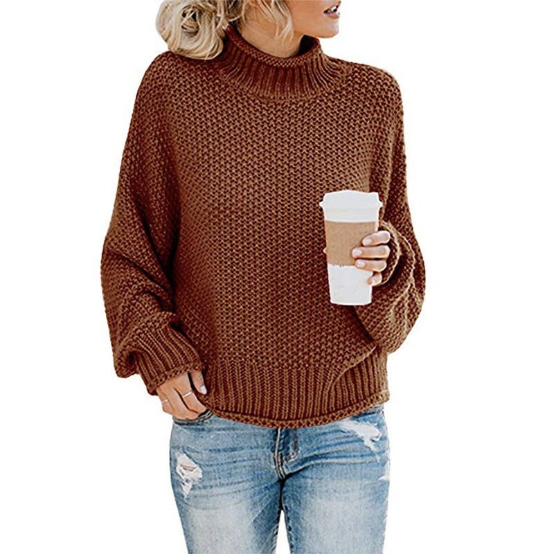 Exclusive Cardigan Thick Thread Turtleneck Pullover — Apricot — Size 2XL — Alternate View 13
