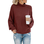 Exclusive Cardigan Thick Thread Turtleneck Pullover — Apricot — Size 2XL — Alternate View 14