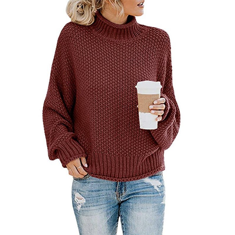 Exclusive Cardigan Thick Thread Turtleneck Pullover — Apricot — Size 2XL — Alternate View 14