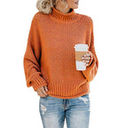 Exclusive Cardigan Thick Thread Turtleneck Pullover — Apricot — Size 2XL — Top View