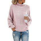 Exclusive Cardigan Thick Thread Turtleneck Pullover — Apricot — Size 2XL — Alternate View 8
