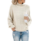 Exclusive Cardigan Thick Thread Turtleneck Pullover — Apricot — Size 2XL — Alternate View 11