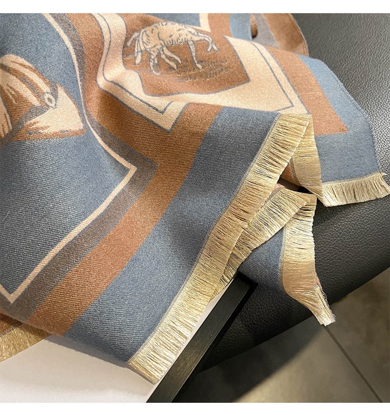 Exclusive Carriage Artificial Cashmere Scarf — FYR150 Orange — Size 65x185cm — Alternate View 10