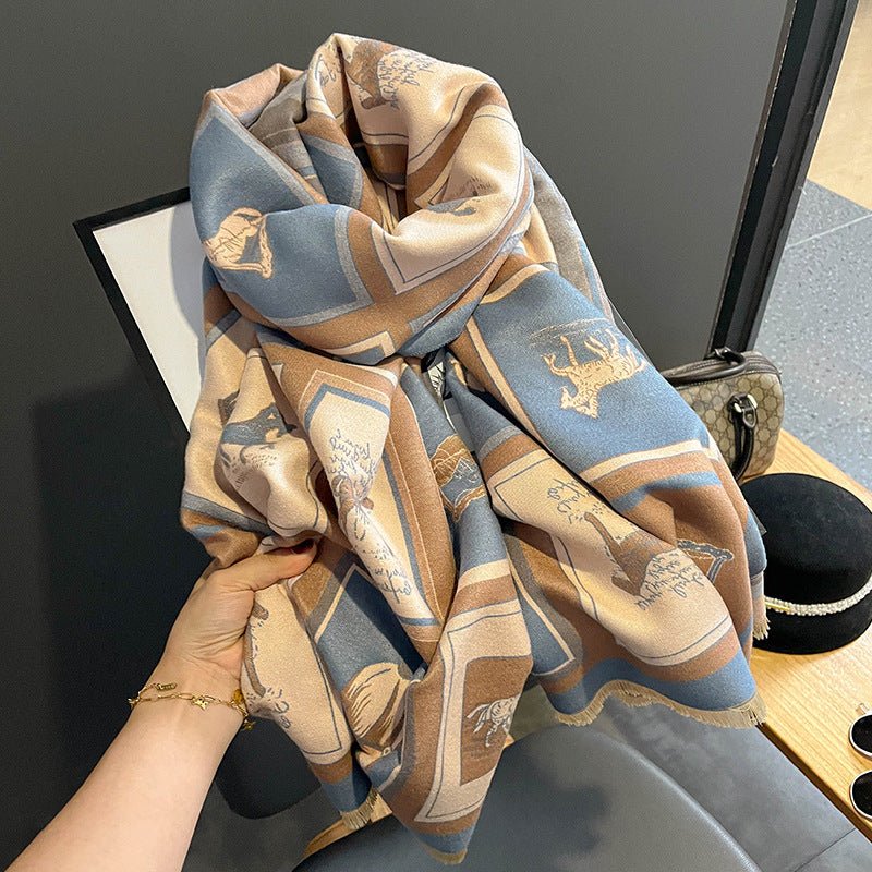 Exclusive Carriage Artificial Cashmere Scarf — FYR150 Orange — Size 65x185cm — Top View