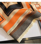 Exclusive Carriage Artificial Cashmere Scarf — FYR150 Orange — Size 65x185cm — Alternate View 11
