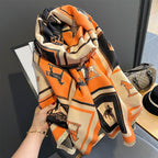Exclusive Carriage Artificial Cashmere Scarf — FYR150 Orange — Size 65x185cm — Front View