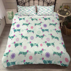 Exclusive Kids Cartoon Bedding Set — Green — Size 228x228cm — Side View