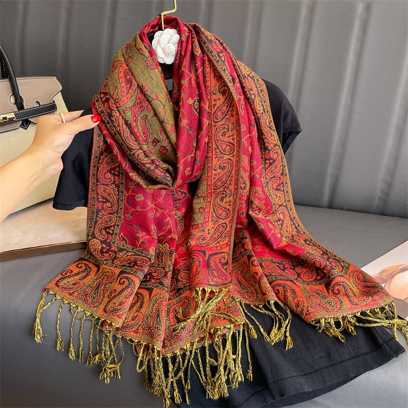 Exclusive Women's Printed Warm Scarf — No 12 Color — Size 70x180 — Front View