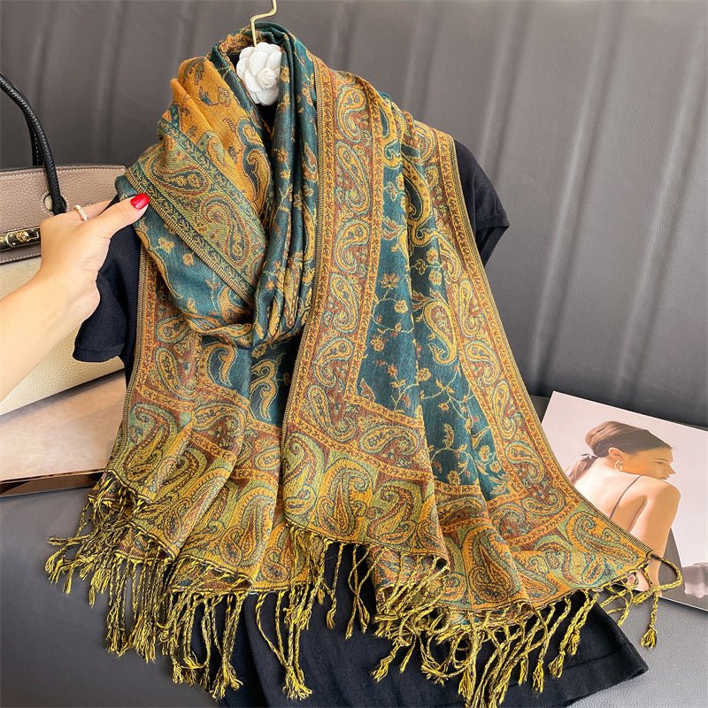 Exclusive Women's Printed Warm Scarf — No 12 Color — Size 70x180 — Back View