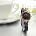 Exclusive Casual Fashion Women's Quartz Watch — Rose Shell Black — Front View