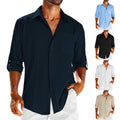 Exclusive Men's Casual Long Sleeve Shirt with Lace Polo Collar — Apricot — Size L — Front View