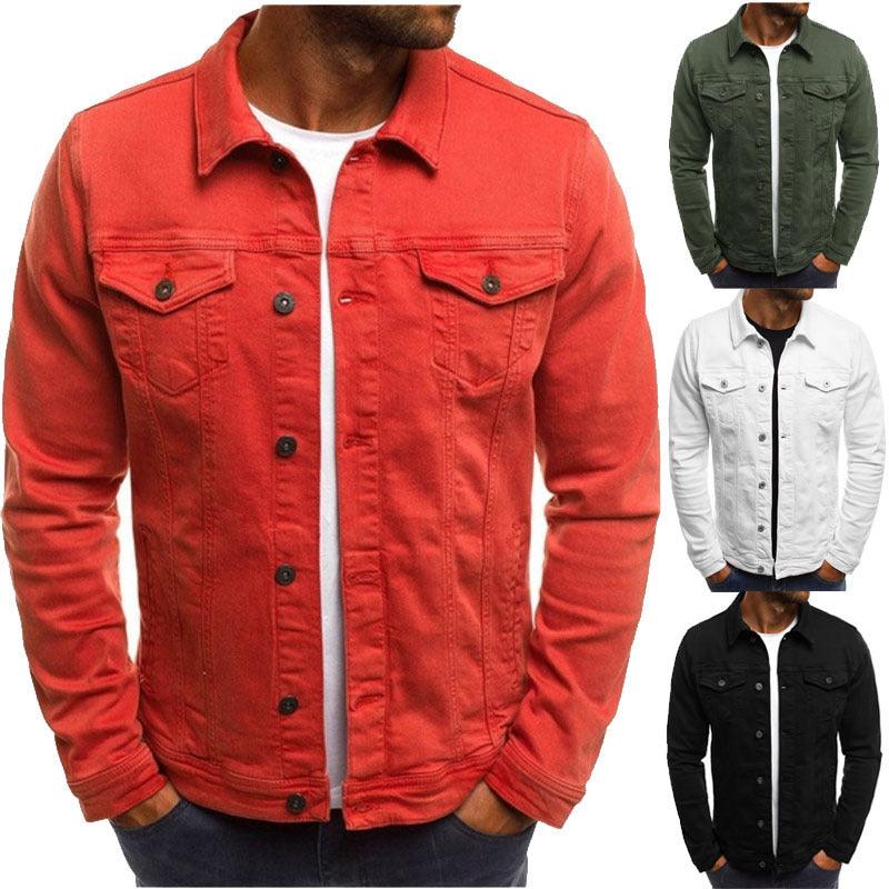 Exclusive Casual Men Jacket Denim Button Shirt — Black — Size 3XL — Front View