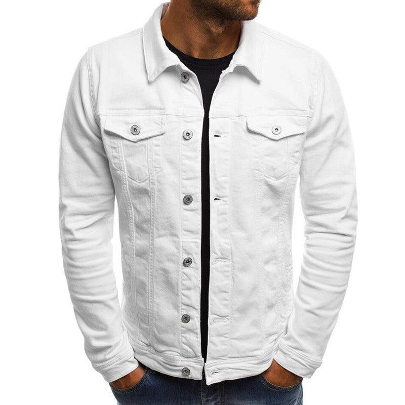 Exclusive Casual Men Jacket Denim Button Shirt — Black — Size 3XL — Back View