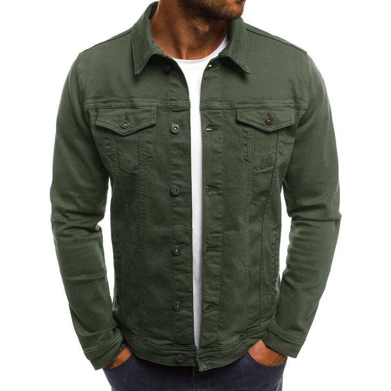 Exclusive Casual Men Jacket Denim Button Shirt — Black — Size 3XL — Top View