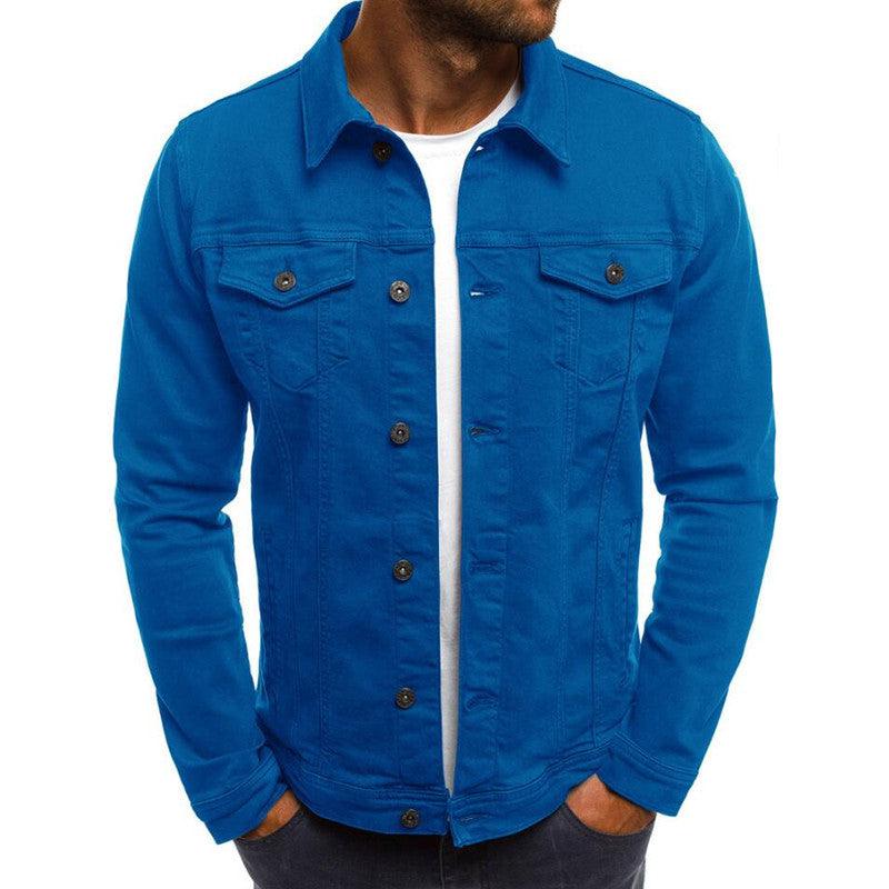 Exclusive Casual Men Jacket Denim Button Shirt — Black — Size 3XL — Detail View