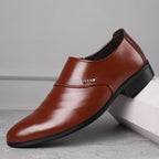 Exclusive Casual Pointed Toe Shoes | Stylish & Comfortable — Brown — Size Glossy — Width 48 — Front View