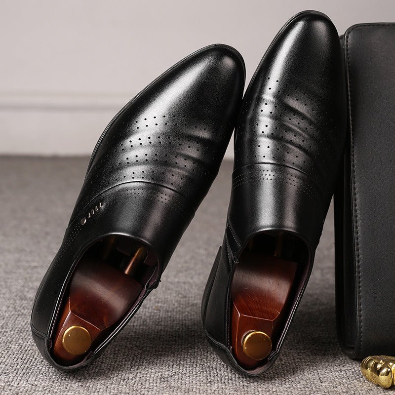 Exclusive Casual Pointed Toe Shoes | Stylish & Comfortable — Brown — Size Glossy — Width 48 — Lifestyle View