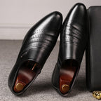 Exclusive Casual Pointed Toe Shoes | Stylish & Comfortable — Brown — Size Glossy — Width 48 — Lifestyle View