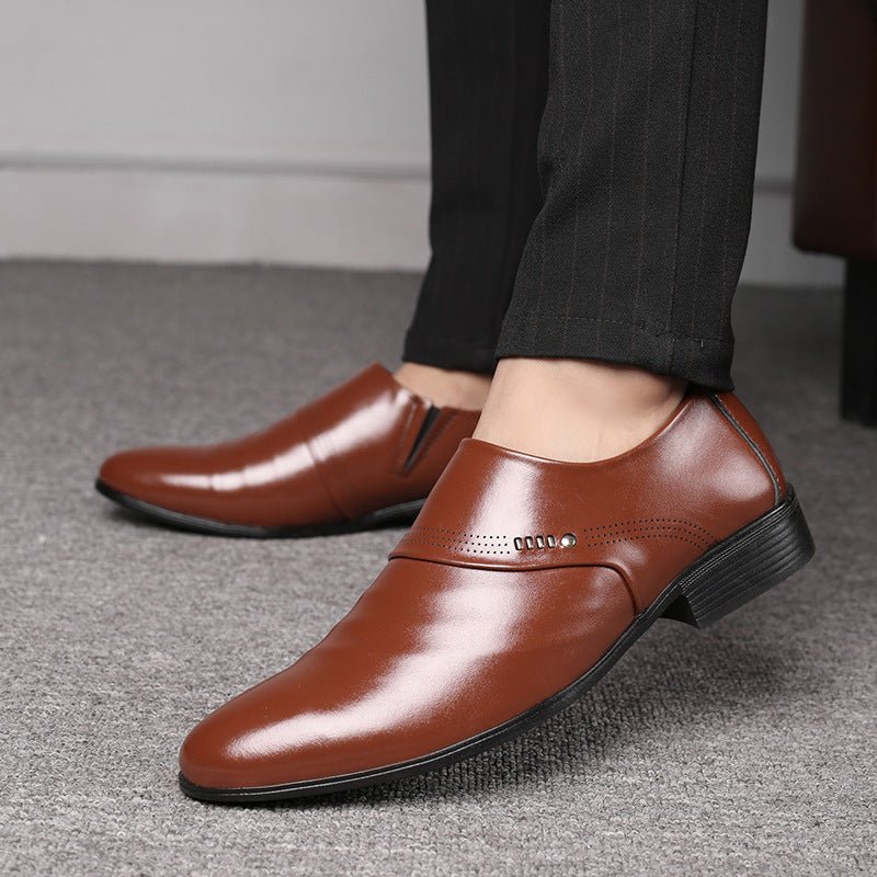 Exclusive Casual Pointed Toe Shoes | Stylish & Comfortable — Brown — Size Glossy — Width 48 — Side View
