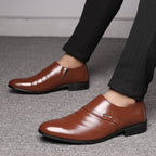 Exclusive Casual Pointed Toe Shoes | Stylish & Comfortable — Brown — Size Glossy — Width 48 — Detail View