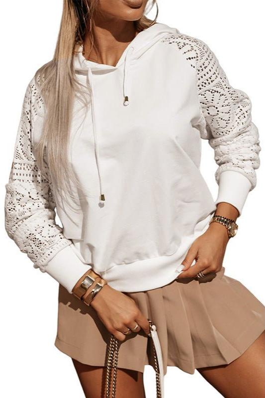 Exclusive Casual Style Lace Stitching Sweatshirt — LC25317331 P1 — Size L — Top View