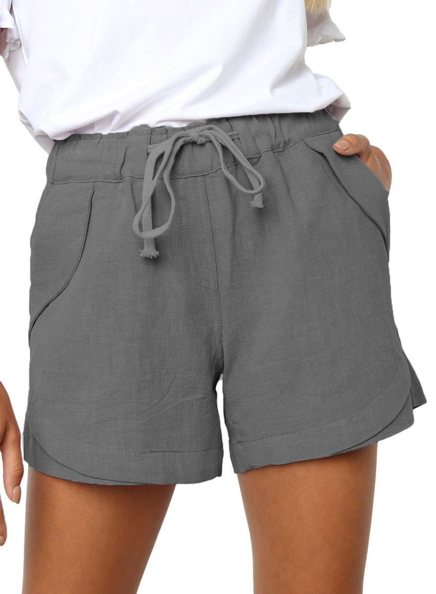 Exclusive Casual Tencel High Waist Tie Loose Wide Leg Short — Khaki — Size S — Alternate View 8