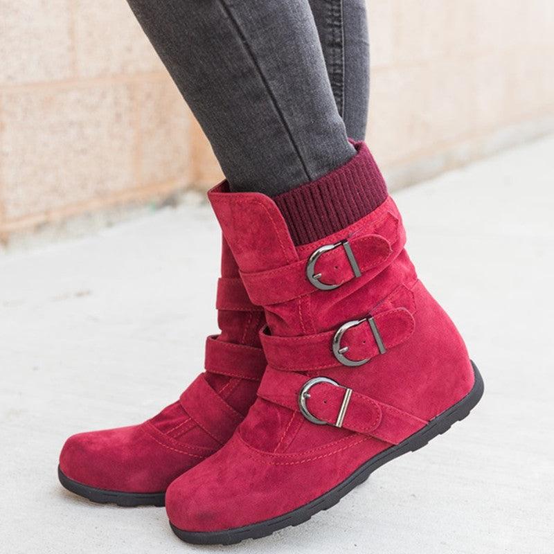 Exclusive Casual Winter Boots Strap Buckle Shoes — Black — Size 35 — Detail View