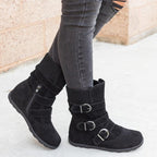 Exclusive Casual Winter Boots Strap Buckle Shoes — Black — Size 35 — Top View