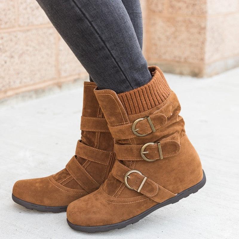 Exclusive Casual Winter Boots Strap Buckle Shoes — Black — Size 35 — Alternate View 7