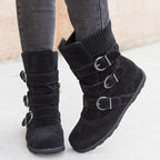 Exclusive Casual Winter Boots Strap Buckle Shoes — Black — Size 35 — Lifestyle View