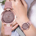 Exclusive Casual Women Romantic Starry Sky Wrist Watch — Red — Front View