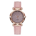 Exclusive Casual Women Romantic Starry Sky Wrist Watch — Red — Back View