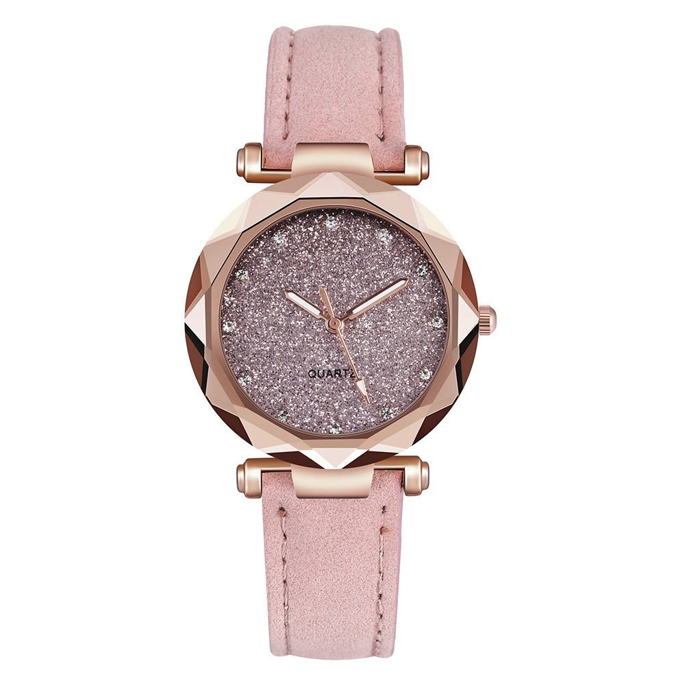 Exclusive Casual Women Romantic Starry Sky Wrist Watch — Red — Back View